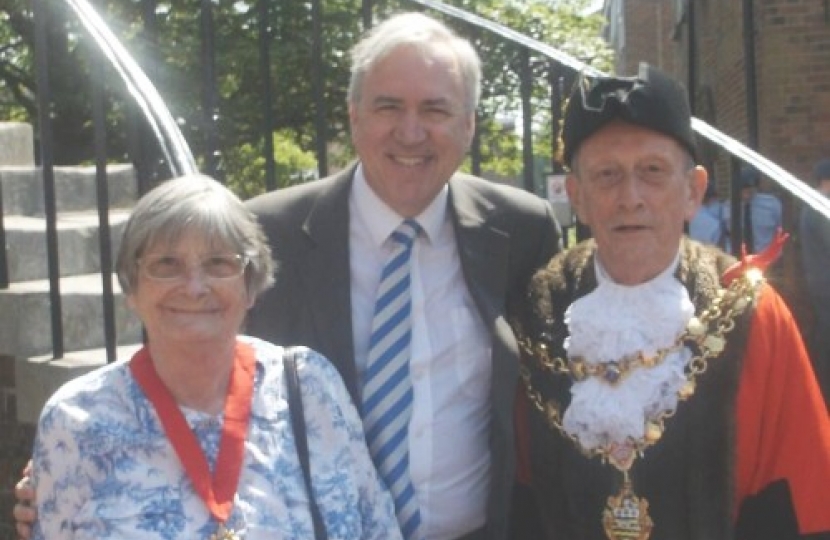 Robert Syms MP with Mayor Peter Adams and his wife Brenda